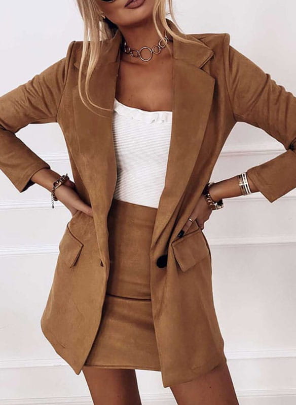 R&B | Damen Blazer Rock Satz mit Langen Ärmeln