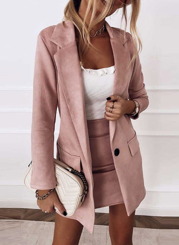 R&B | Damen Blazer Rock Satz mit Langen Ärmeln