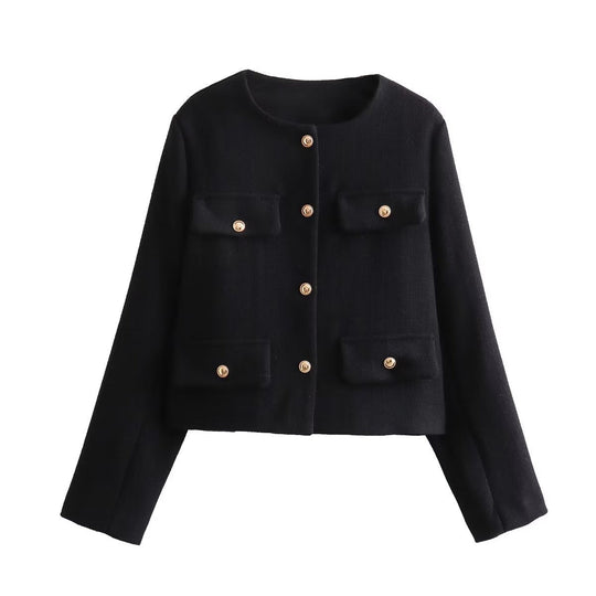 R&B | Hals Einfarbig Einreiher Jacke