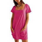 R&B | Freizeitkleid mit quadratischem Ausschnitt und Tasche