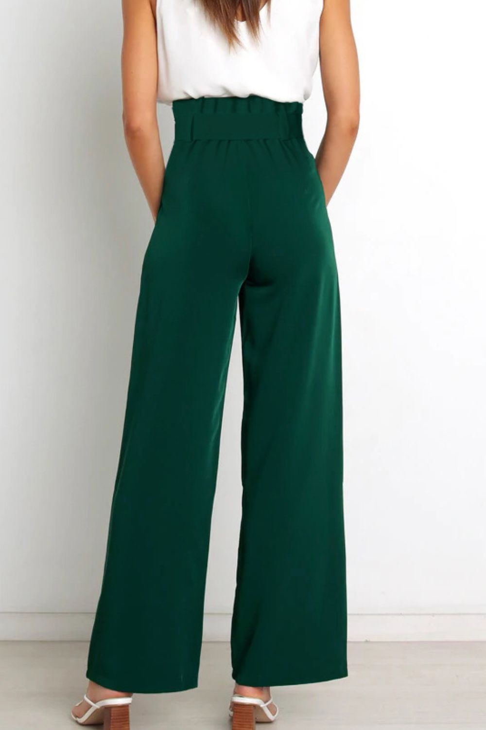 R&B | Hohe Taille Paperbag Hose mit Schleifendetail