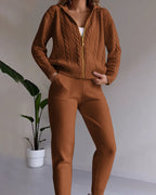 R&B | Lässiges Jacquard-Cardigan-Set mit Twist-Design
