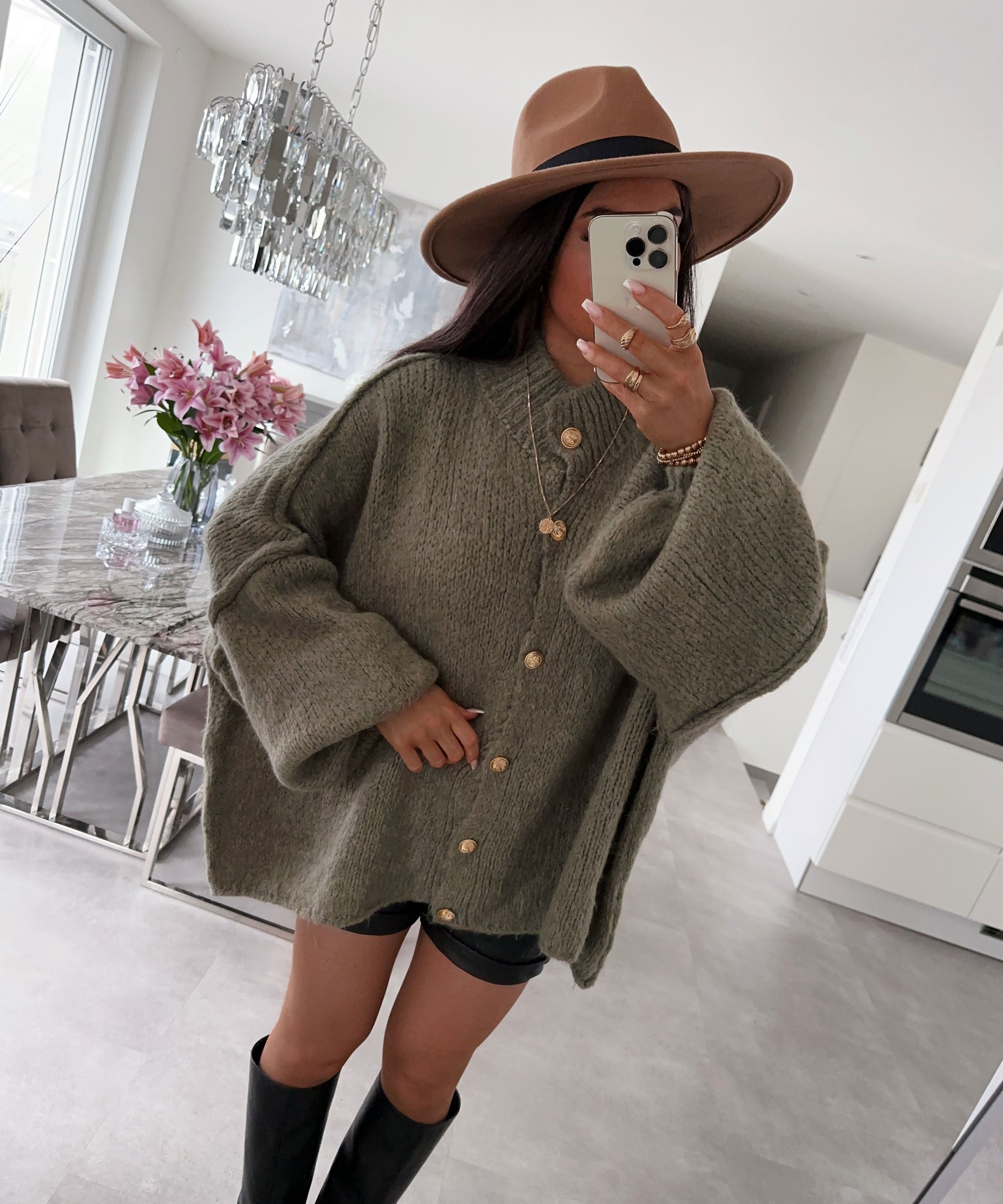 R&B | Gemütlicher, Übergrößen-Cardigan In Weichem Khaki