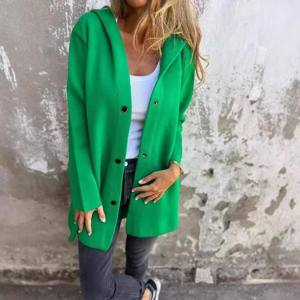 R&B | Lässiger einreihiger Cardigan mit Kapuze