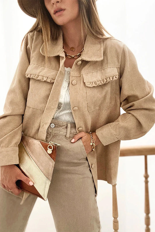 R&B | Cordurahemdjacke mit Rüschendetails Baumwollmischung Elegant und Modern