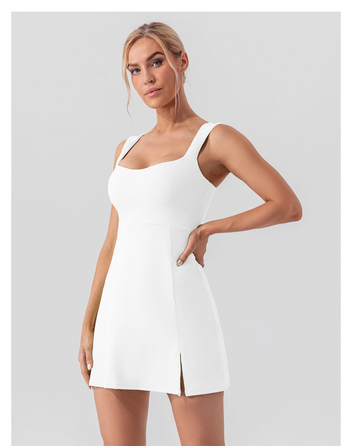R&B | Hosenträger einfarbig Yoga Tennisrock leichtes Sportkleid