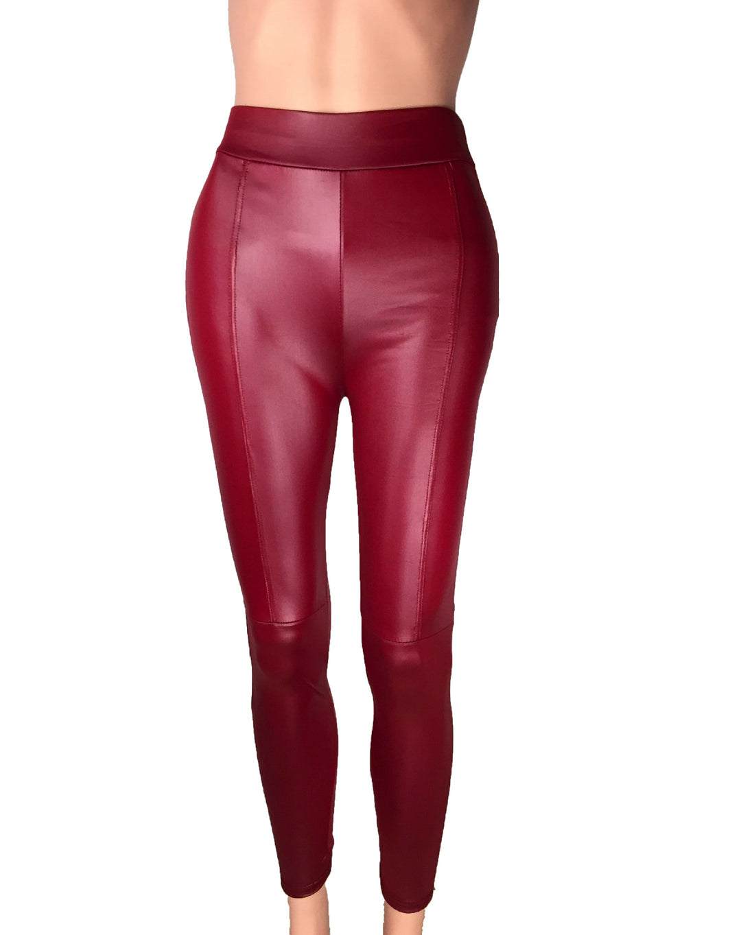 Damen Hochtaillierte Leggings aus hochwertigem Kunstleder mit nahtloser Verarbeitung R&B