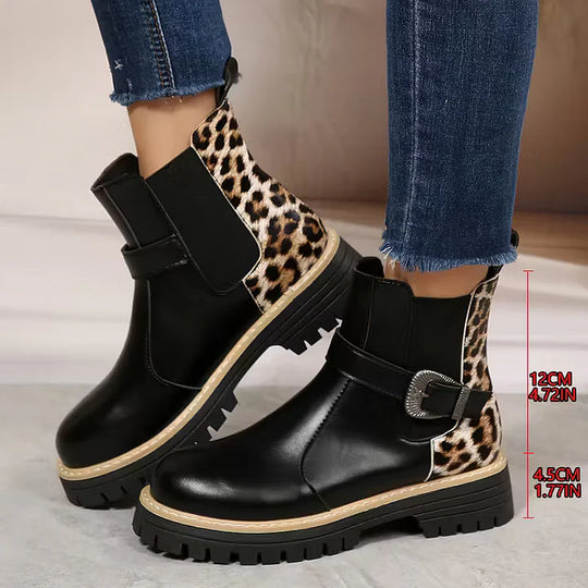Retro-Stiefeletten mit Schnalle und dicken Absätzen R&B R&B