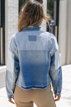 R&B | Denimjacke mit Patchwork und Fransigem Saum Herbst Frauen
