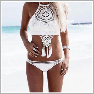 Damen Häkel-Bikini-Set mit einzigartigem Design und Quasten R&B