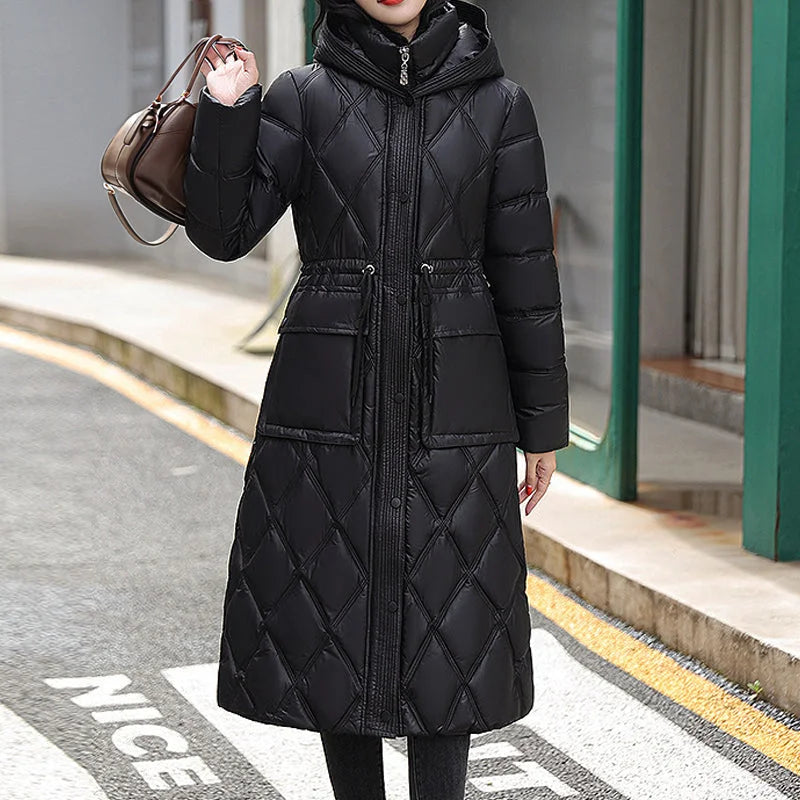 R&B | Winter Lange Gefütterte Jacke für Damen Ideal für Kaltes Wetter