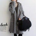 Damen Grobstrick-Longcardigan mit Kapuze und offenen Fronten