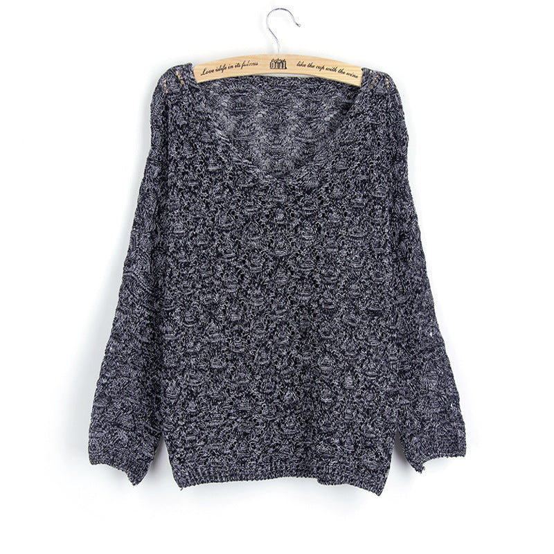 Damen Strickpullover mit V-Ausschnitt und luftiger Lochmusterung R&B