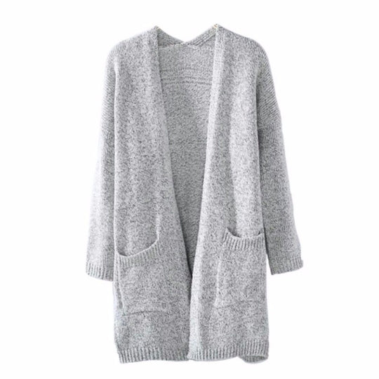 Damen Lange Strickjacke mit Taschen R&B