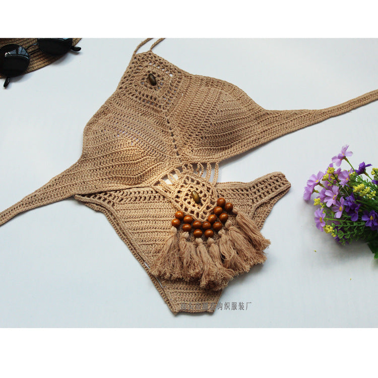 Damen Häkel-Bikini-Set mit einzigartigem Design und Quasten R&B