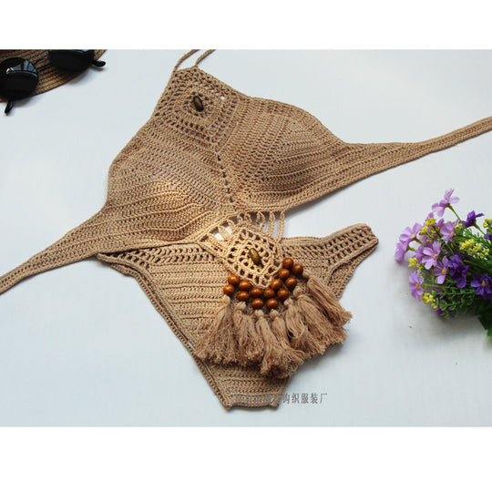 Damen Häkel-Bikini-Set mit einzigartigem Design und Quasten R&B