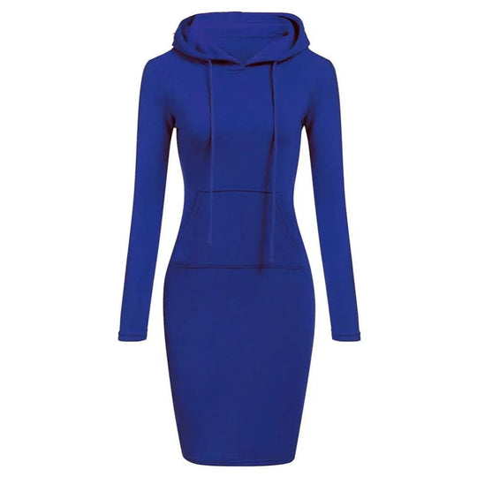 R&B | Hoodie Kleid Lange Ärmel Verstellbare Kapuze Kängurutasche Slim Fit