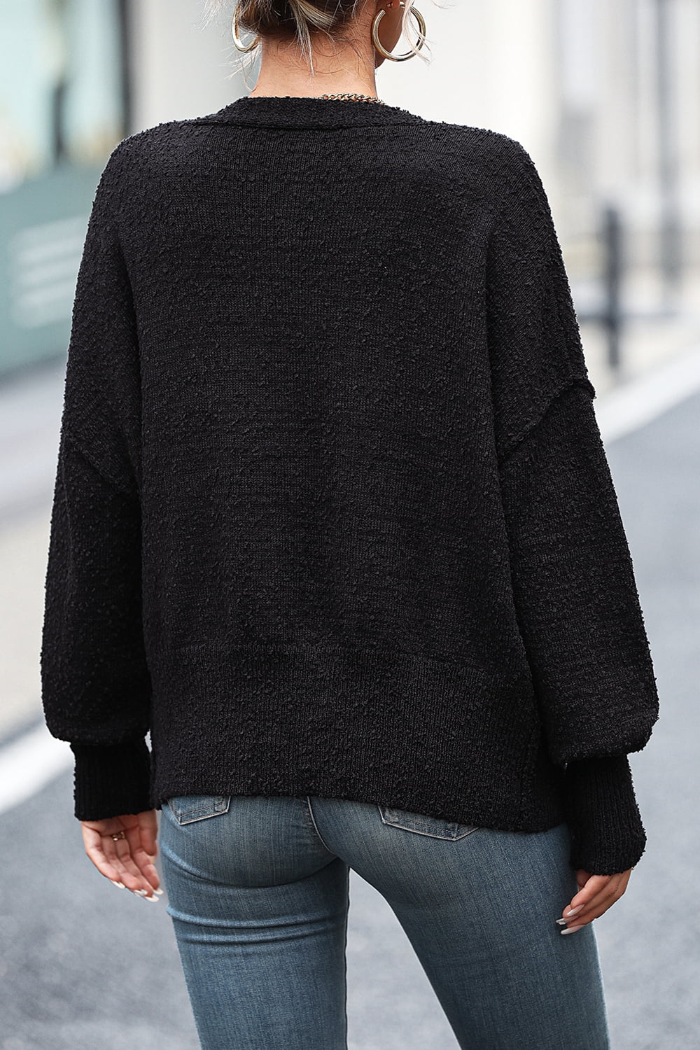 R&B | Knopfleiste Cardigan mit fallen Schultern