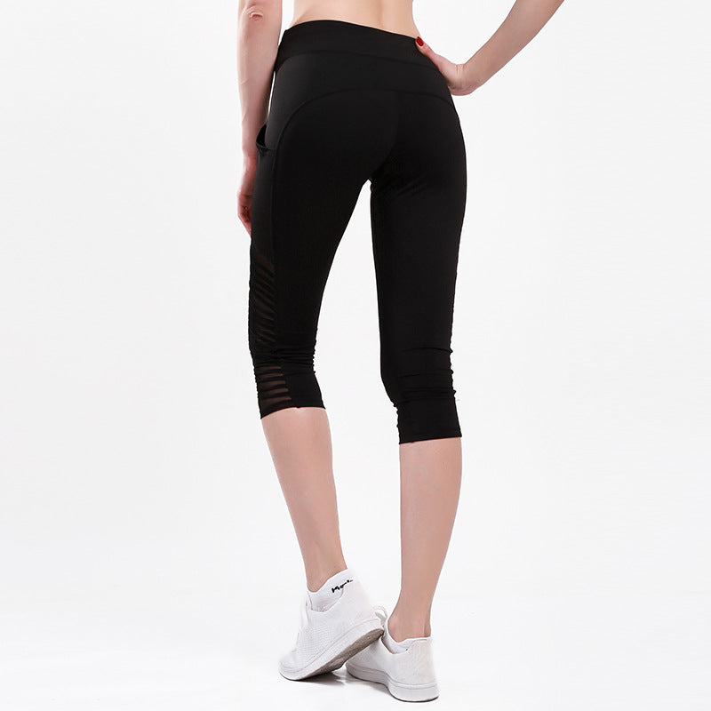 Damen Sportliche Leggings mit atmungsaktiven Netzpaneelen und hohem Bund R&B