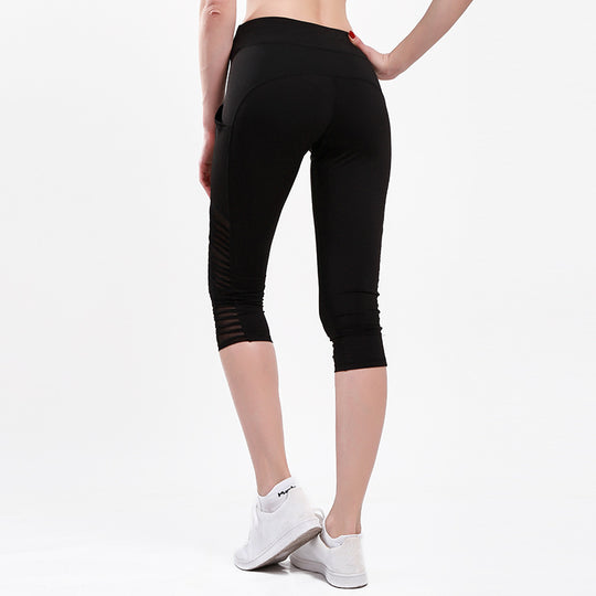Damen Sportliche Leggings mit atmungsaktiven Netzpaneelen und hohem Bund R&B
