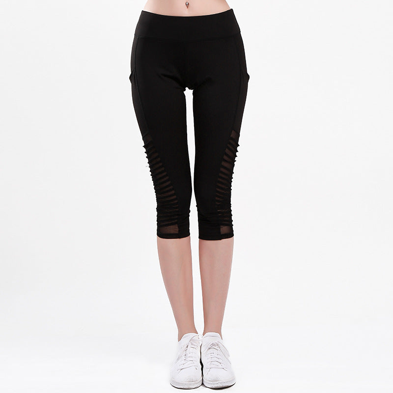 Damen Sportliche Leggings mit atmungsaktiven Netzpaneelen und hohem Bund
