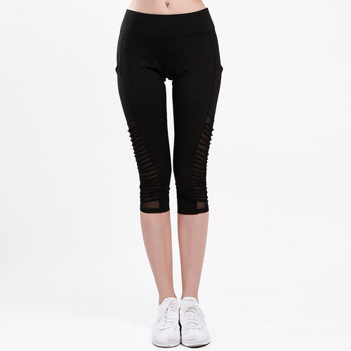 Damen Sportliche Leggings mit atmungsaktiven Netzpaneelen und hohem Bund R&B