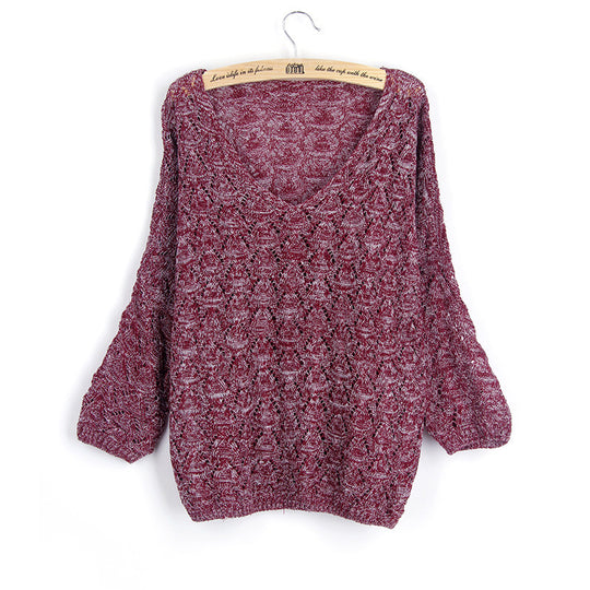 Damen Strickpullover mit V-Ausschnitt und luftiger Lochmusterung R&B