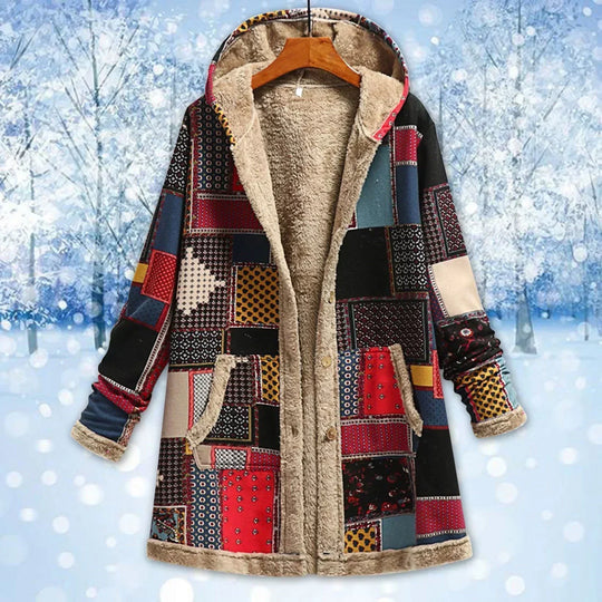 R&B | Fleecejacke Lässiger Schnitt Kapuze Patchwork Langes Modell