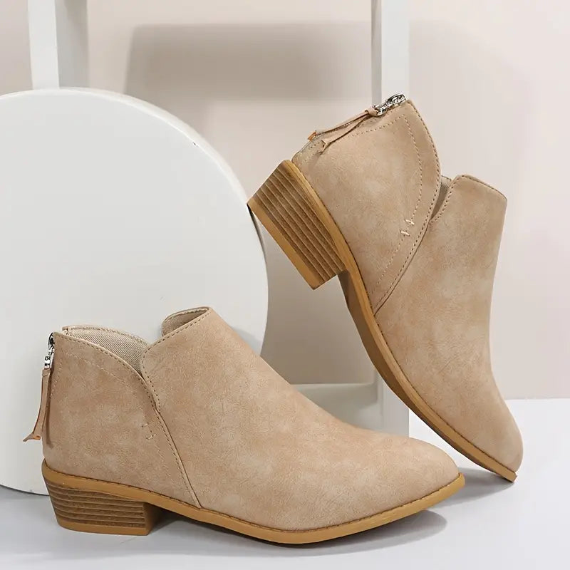 R&B | V-Ausschnitt Chic Dicke Absatzstiefel für Damen