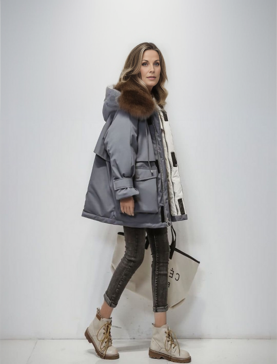 R&B | Winterjacke mit Kapuze und Langen Ärmeln für Frauen Ideal für Die Kalte Saison
