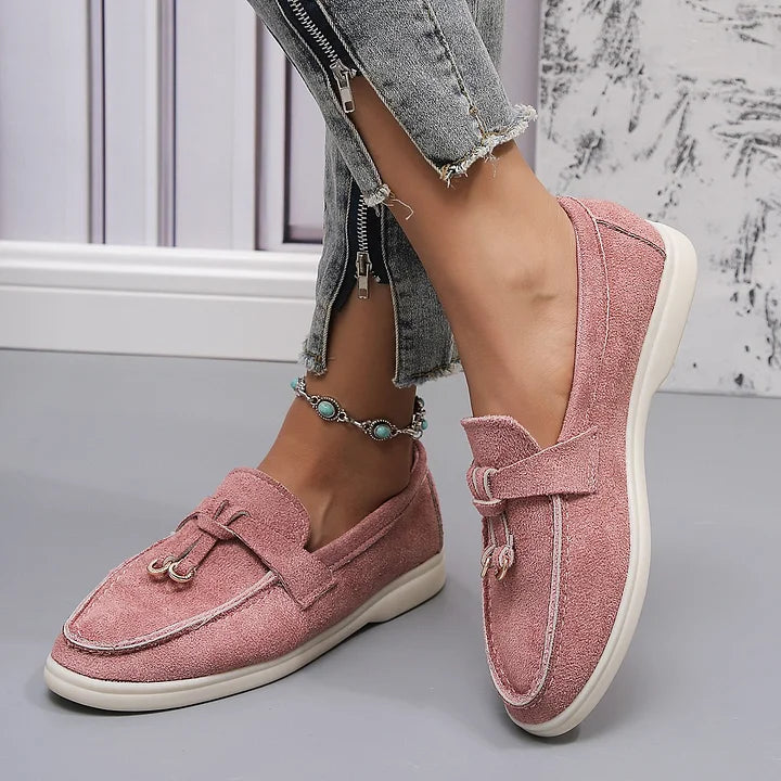 Damen-Loafers aus Wildleder mit geknoteter Quaste R&B R&B