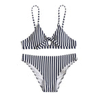 Damen Bikini-Set mit modischem Streifenmuster und verstellbaren Trägern R&B