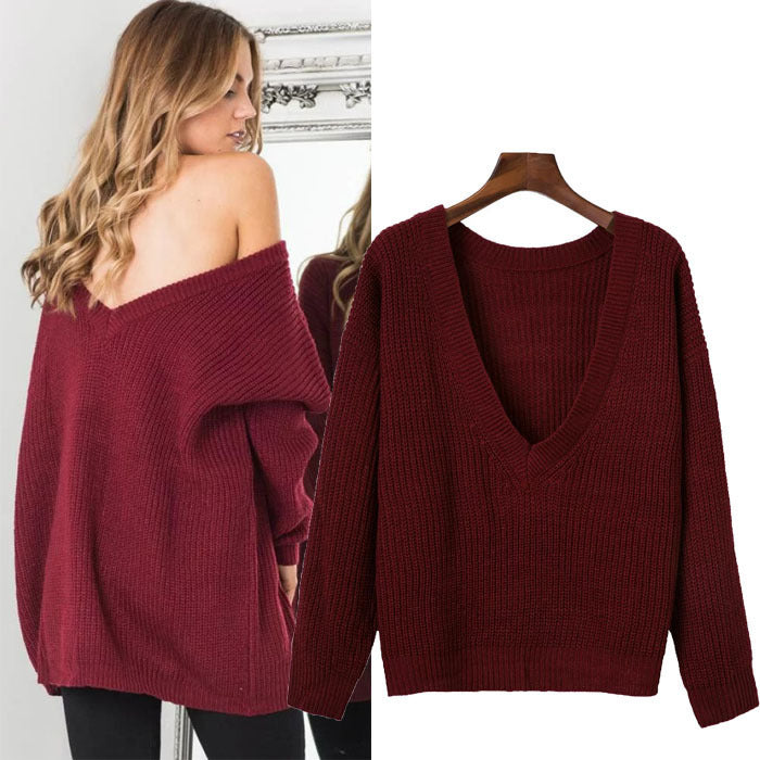 Damen Pullover mit tiefem V-Ausschnitt und lässiger Passform
