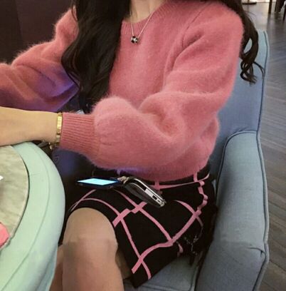 Damen Puffärmel Pullover R&B