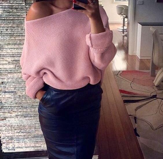 Damen Grobstrickpullover mit schulterfreiem Design und weichem Material