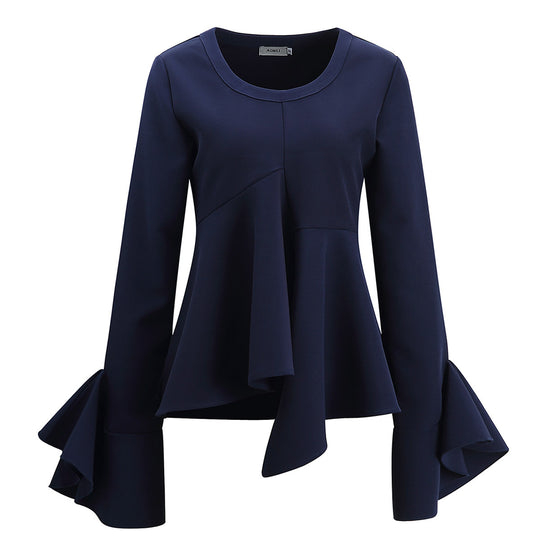 Damen Schnittige Bluse mit voluminösen Ärmeln R&B