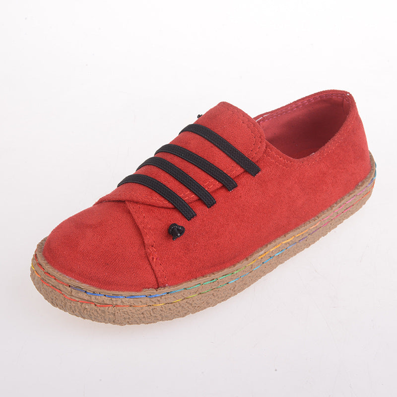 Damen nan niedriger Sneaker-Espadrille mit Veloursleder-Optik, elastischen Schnürbändern und geflochtener Jute-Sohle R&B