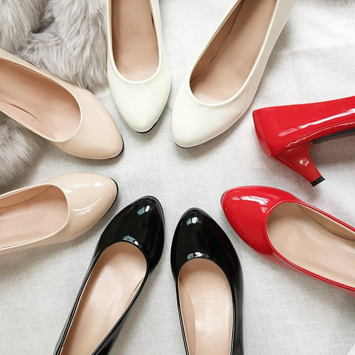 Damen elegante Pumps mit hohem Glanz R&B