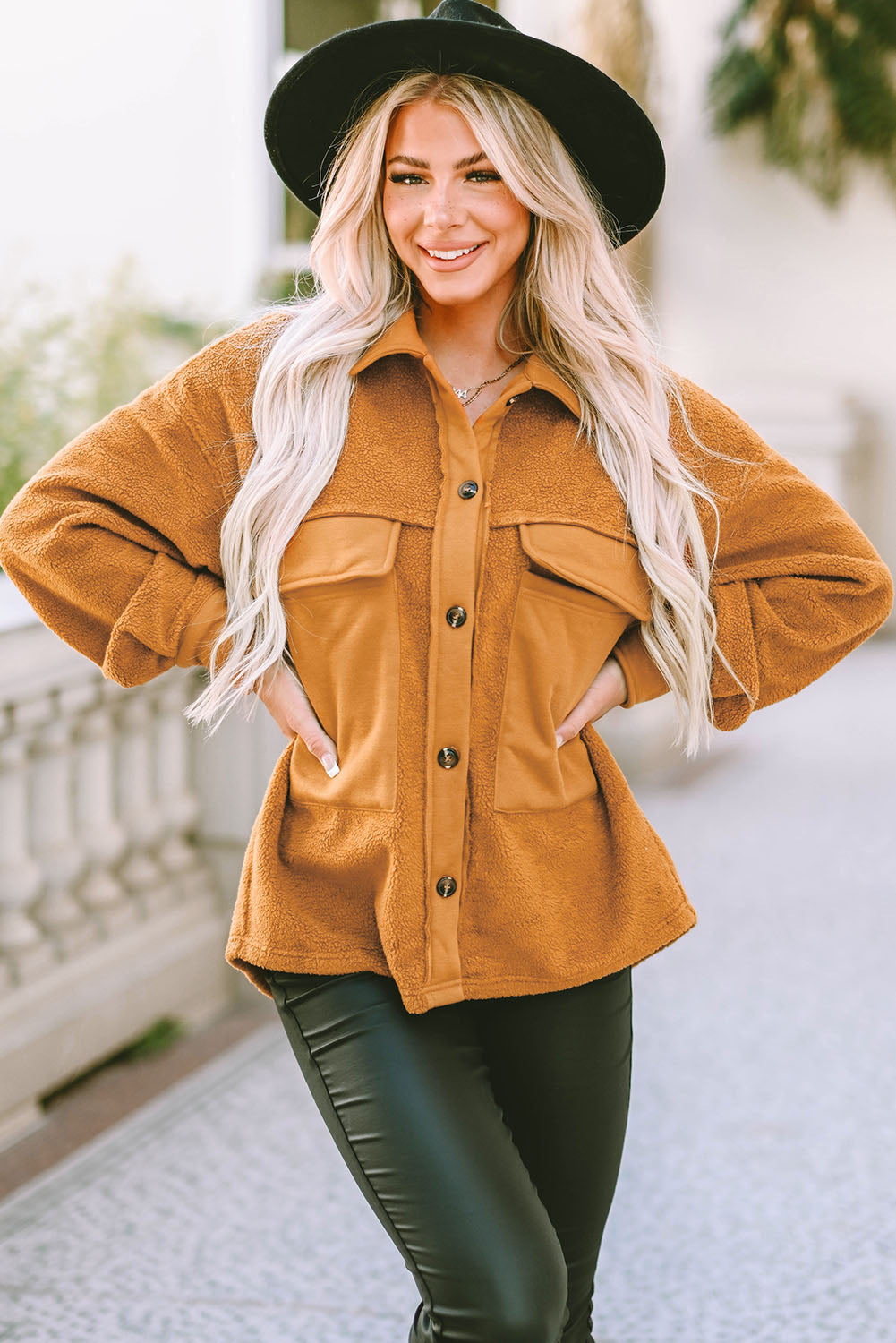 R&B | Weiche Teddyjacke mit Großen Taschen Polyester Warm und Modern