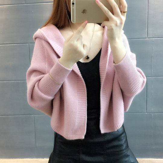 Damen Hübscher Strickcardigan mit Kapuze R&B