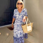 R&B | Kleid mit V-Ausschnitt und Print in Übergröße
