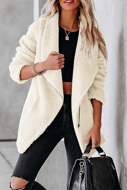 R&B | lässige Lammlederjacke mit Reißverschlusstaschen und Kastenveloursjacke