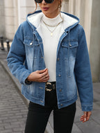 R&B | Denimjacke mit Sherpa-futter und Kapuze Baumwolle/polyester Warm und Modern