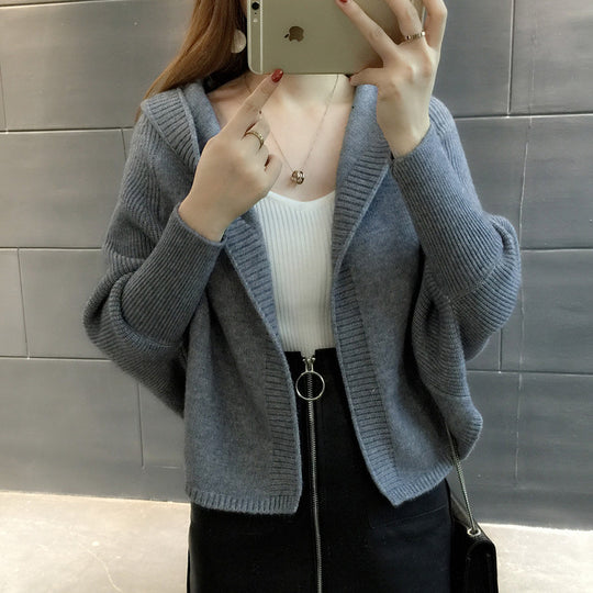 Damen Hübscher Strickcardigan mit Kapuze R&B