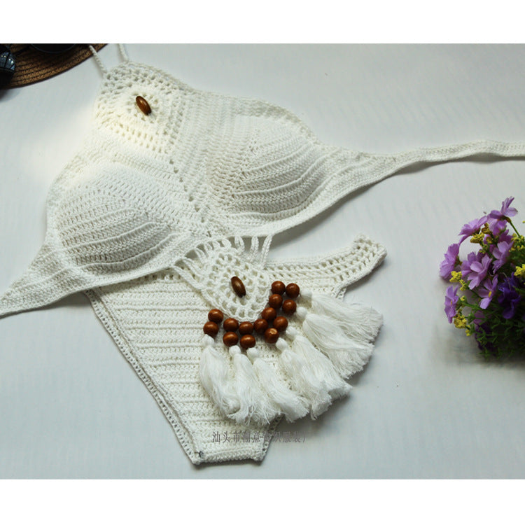 Damen Häkel-Bikini-Set mit einzigartigem Design und Quasten R&B
