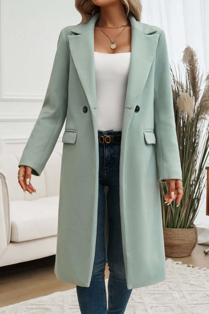 R&B | Eleganter Doppelreihiger Langmantel