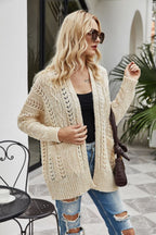 R&B | Gerippter Besatz Offenes Strickjacke