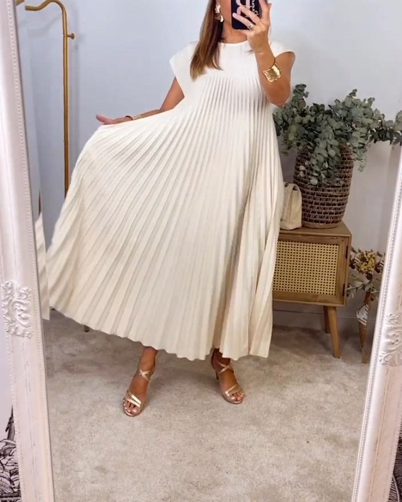 R&B | Elegantes Plissee-Kleid Einfarbig Ärmellos