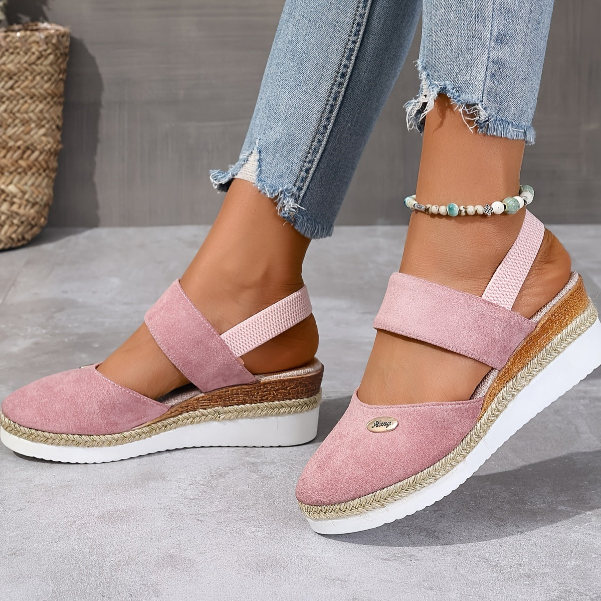 R&B | Damen Sandalen Auf Plattform: Rutschfest, Geschlossene Zehe, Elastischer Riemen