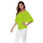 Damen lässiges V-Ausschnitt T-Shirt mit drapiertem Saum R&B